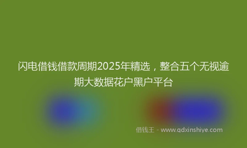 闪电借钱借款周期2025年精选，整合五个无视逾期大数据花户黑户平台