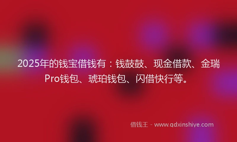 2025年的钱宝借钱有：钱鼓鼓、现金借款、金瑞Pro钱包、琥珀钱包、闪借快行等。