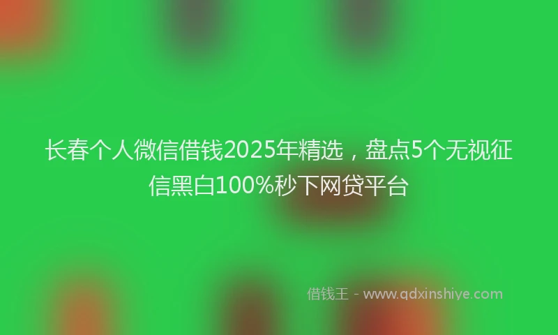 长春个人微信借钱2025年精选，盘点5个无视征信黑白100%秒下网贷平台