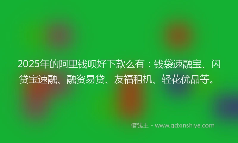 2025年的阿里钱呗好下款么有：钱袋速融宝、闪贷宝速融、融资易贷、友福租机、轻花优品等。