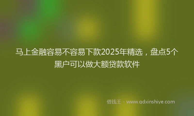 马上金融容易不容易下款2025年精选，盘点5个黑户可以做大额贷款软件