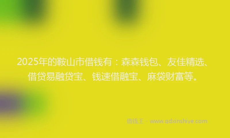 2025年的鞍山市借钱有：森森钱包、友佳精选、借贷易融贷宝、钱速借融宝、麻袋财富等。