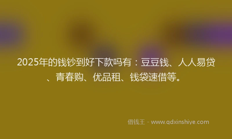2025年的钱钞到好下款吗有：豆豆钱、人人易贷、青春购、优品租、钱袋速借等。