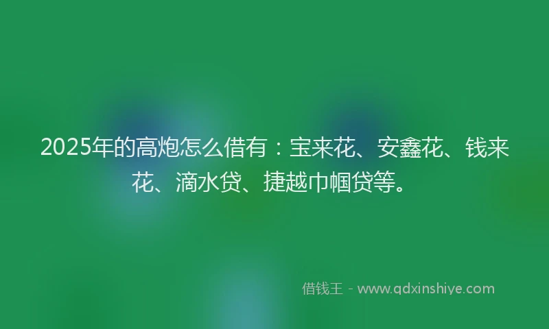 2025年的高炮怎么借有：宝来花、安鑫花、钱来花、滴水贷、捷越巾帼贷等。
