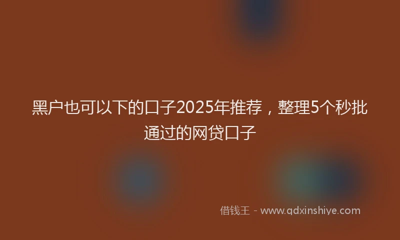 黑户也可以下的口子2025年推荐，整理5个秒批通过的网贷口子