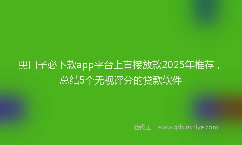 黑口子必下款app平台上直接放款2025年推荐，总结5个无视评分的贷款软件