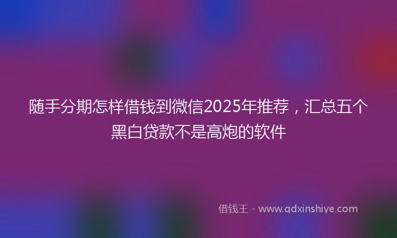 随手分期怎样借钱到微信2025年推荐，汇总五个黑白贷款不是高炮的软件