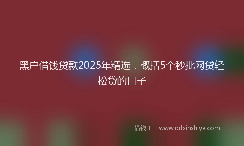 黑户借钱贷款2025年精选，概括5个秒批网贷轻松贷的口子