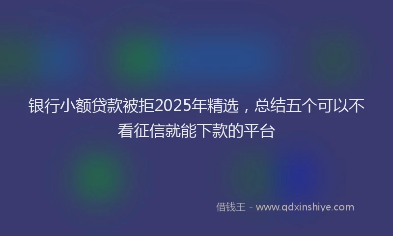 银行小额贷款被拒2025年精选，总结五个可以不看征信就能下款的平台