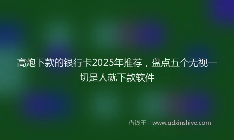 高炮下款的银行卡2025年推荐，盘点五个无视一切是人就下款软件