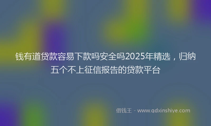 钱有道贷款容易下款吗安全吗2025年精选，归纳五个不上征信报告的贷款平台