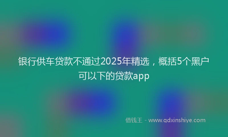 银行供车贷款不通过2025年精选，概括5个黑户可以下的贷款app