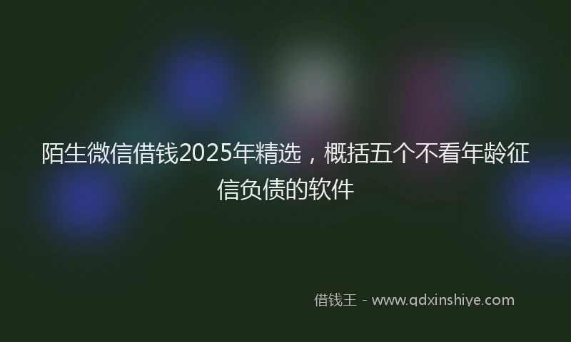 陌生微信借钱2025年精选，概括五个不看年龄征信负债的软件