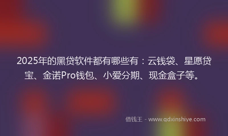 2025年的黑贷软件都有哪些有：云钱袋、星愿贷宝、金诺Pro钱包、小爱分期、现金盒子等。