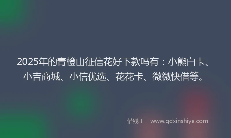 2025年的青橙山征信花好下款吗有：小熊白卡、小吉商城、小信优选、花花卡、微微快借等。
