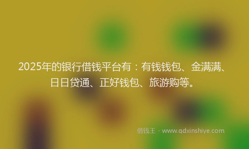 2025年的银行借钱平台有：有钱钱包、金满满、日日贷通、正好钱包、旅游购等。