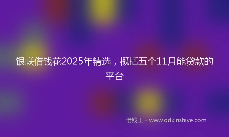 银联借钱花2025年精选，概括五个11月能贷款的平台