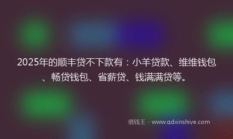 2025年的顺丰贷不下款有：小羊贷款、维维钱包、畅贷钱包、省薪贷、钱满满贷等。