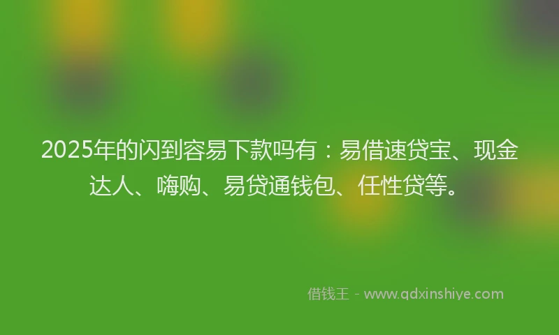 2025年的闪到容易下款吗有：易借速贷宝、现金达人、嗨购、易贷通钱包、任性贷等。