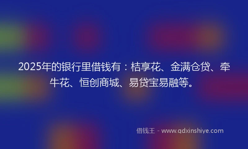 2025年的银行里借钱有：桔享花、金满仓贷、牵牛花、恒创商城、易贷宝易融等。