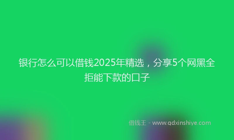 银行怎么可以借钱2025年精选，分享5个网黑全拒能下款的口子