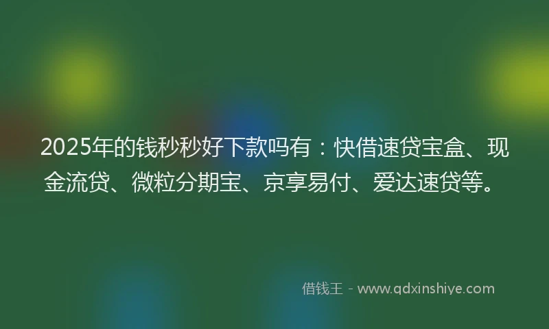 2025年的钱秒秒好下款吗有：快借速贷宝盒、现金流贷、微粒分期宝、京享易付、爱达速贷等。