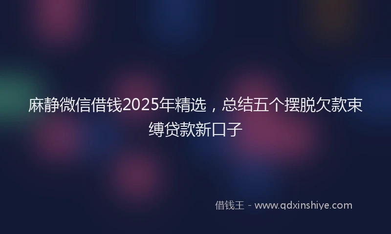 麻静微信借钱2025年精选，总结五个摆脱欠款束缚贷款新口子