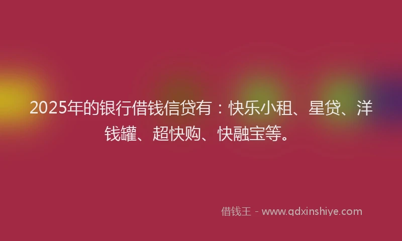 2025年的银行借钱信贷有：快乐小租、星贷、洋钱罐、超快购、快融宝等。