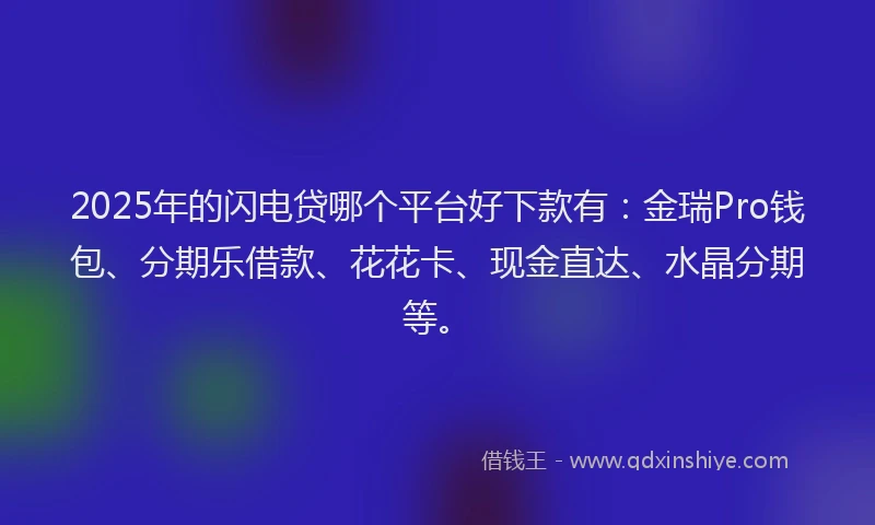 2025年的闪电贷哪个平台好下款有：金瑞Pro钱包、分期乐借款、花花卡、现金直达、水晶分期等。
