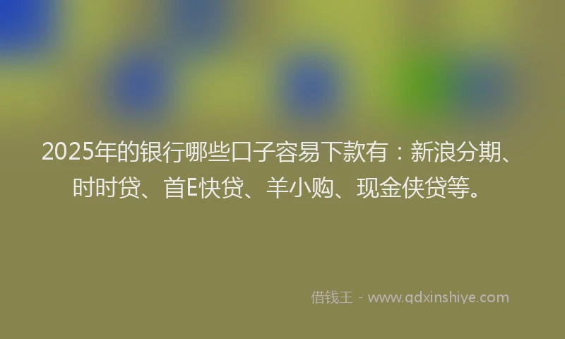 2025年的银行哪些口子容易下款有：新浪分期、时时贷、首E快贷、羊小购、现金侠贷等。