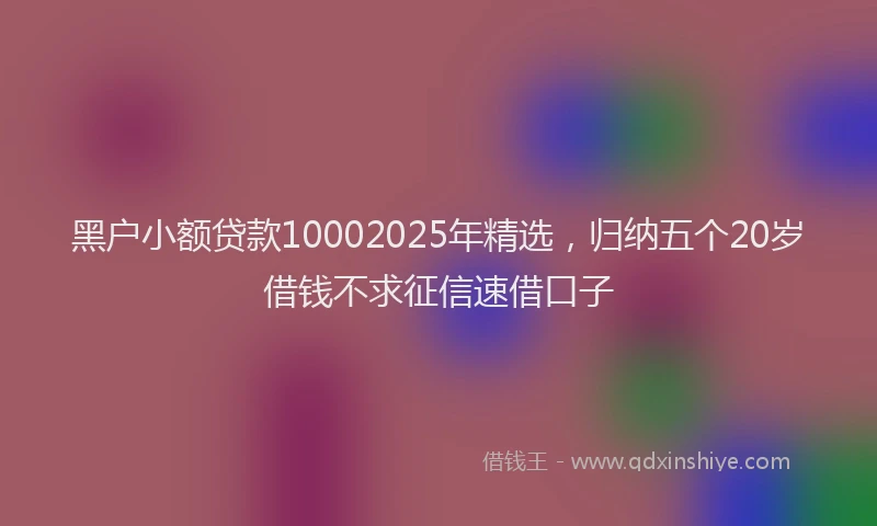 黑户小额贷款10002025年精选，归纳五个20岁借钱不求征信速借口子