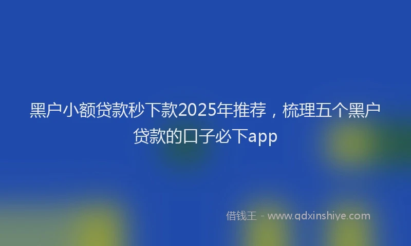 黑户小额贷款秒下款2025年推荐，梳理五个黑户贷款的口子必下app