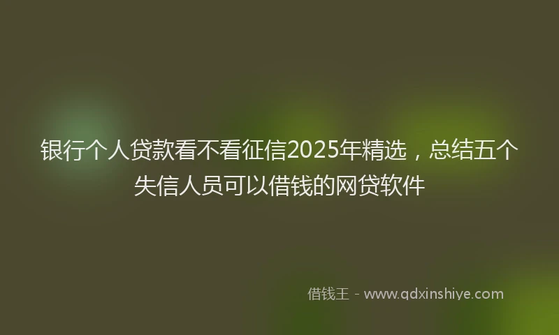 银行个人贷款看不看征信2025年精选，总结五个失信人员可以借钱的网贷软件