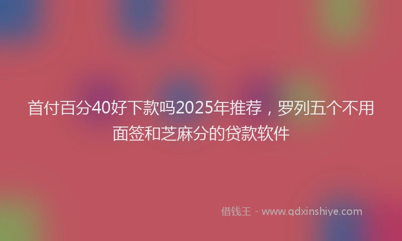 首付百分40好下款吗2025年推荐，罗列五个不用面签和芝麻分的贷款软件