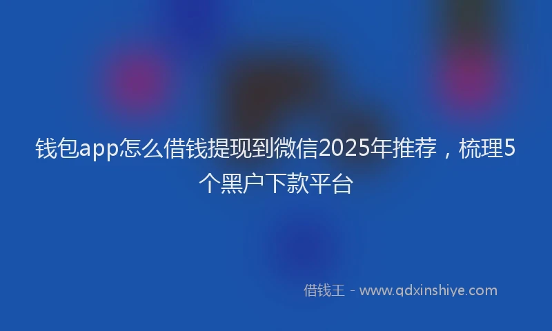 钱包app怎么借钱提现到微信2025年推荐，梳理5个黑户下款平台