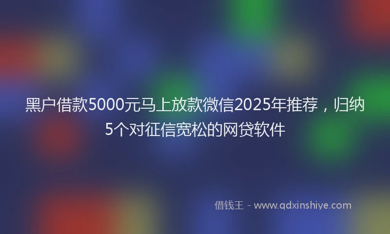 黑户借款5000元马上放款微信2025年推荐，归纳5个对征信宽松的网贷软件