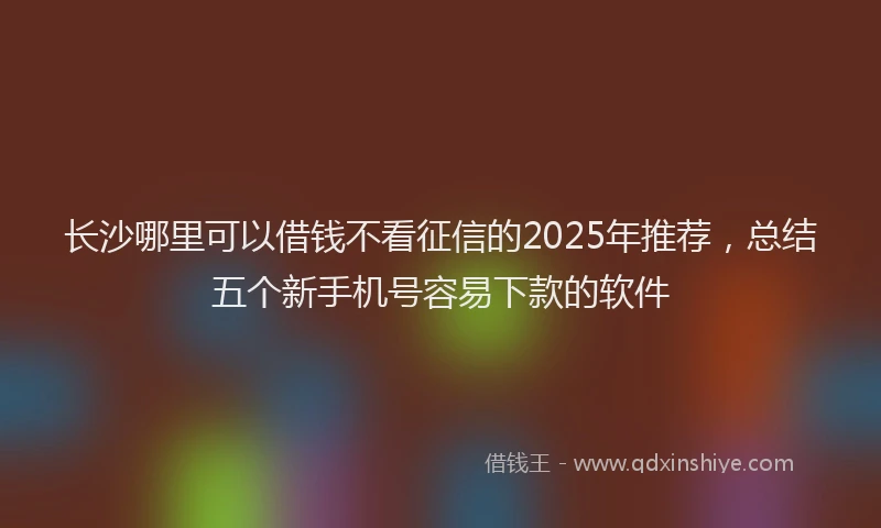 长沙哪里可以借钱不看征信的2025年推荐，总结五个新手机号容易下款的软件