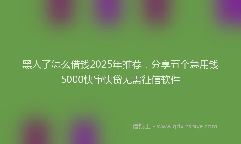 黑人了怎么借钱2025年推荐，分享五个急用钱5000快审快贷无需征信软件