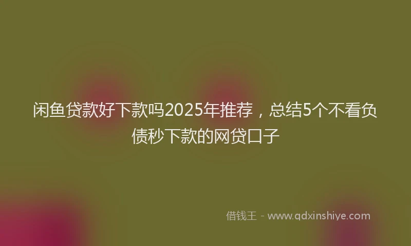 闲鱼贷款好下款吗2025年推荐，总结5个不看负债秒下款的网贷口子