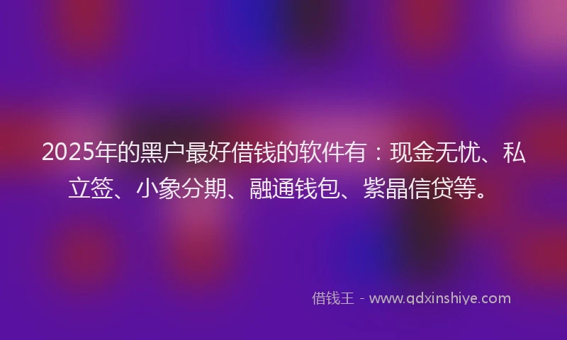 2025年的黑户最好借钱的软件有：现金无忧、私立签、小象分期、融通钱包、紫晶信贷等。