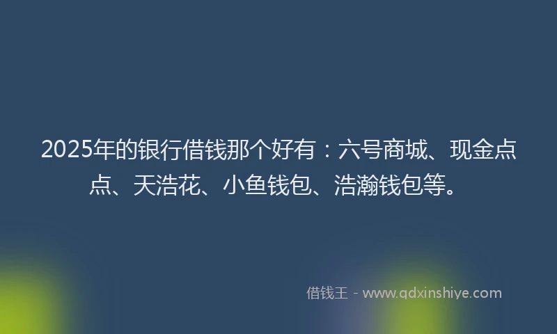 2025年的银行借钱那个好有：六号商城、现金点点、天浩花、小鱼钱包、浩瀚钱包等。