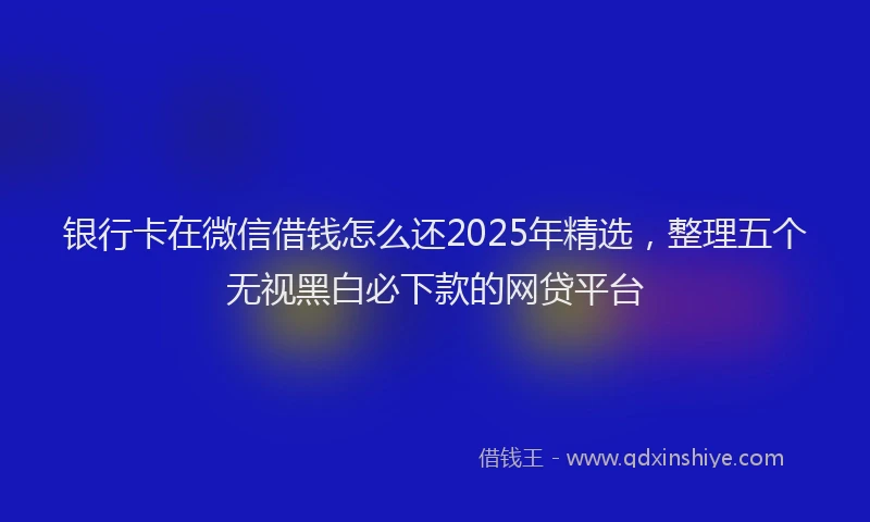 银行卡在微信借钱怎么还2025年精选，整理五个无视黑白必下款的网贷平台
