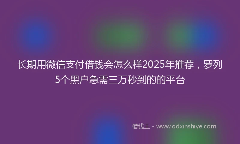 长期用微信支付借钱会怎么样2025年推荐，罗列5个黑户急需三万秒到的的平台