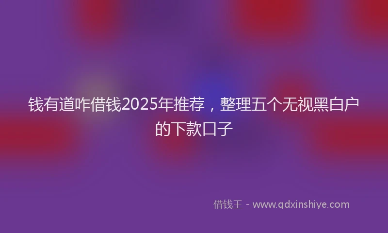 钱有道咋借钱2025年推荐，整理五个无视黑白户的下款口子