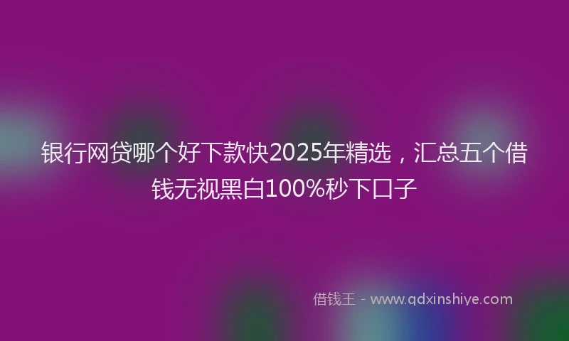 银行网贷哪个好下款快2025年精选，汇总五个借钱无视黑白100%秒下口子