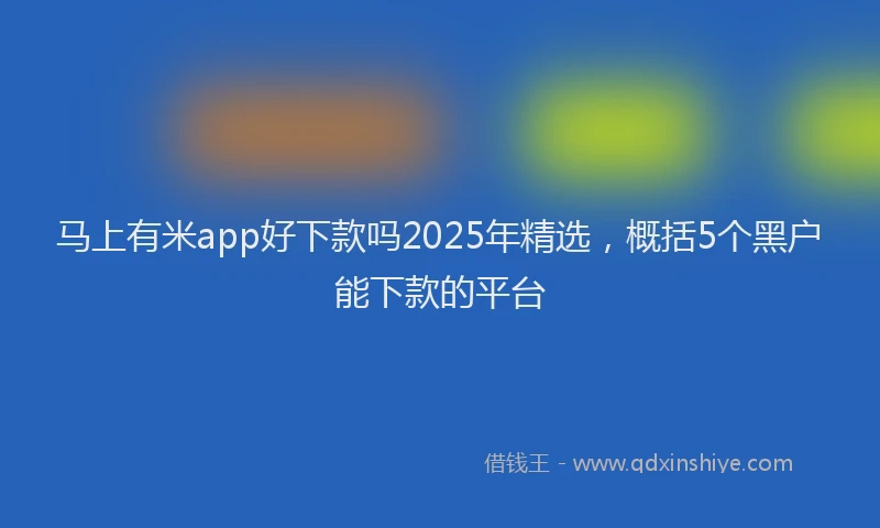 马上有米app好下款吗2025年精选，概括5个黑户能下款的平台