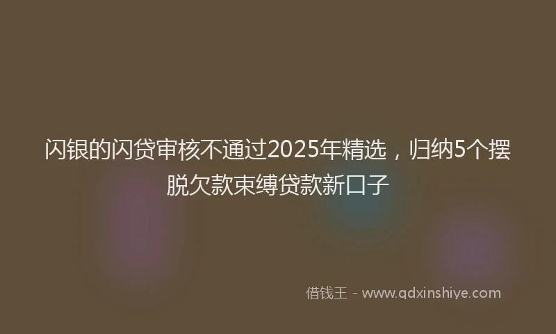 闪银的闪贷审核不通过2025年精选，归纳5个摆脱欠款束缚贷款新口子