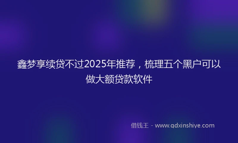 鑫梦享续贷不过2025年推荐，梳理五个黑户可以做大额贷款软件