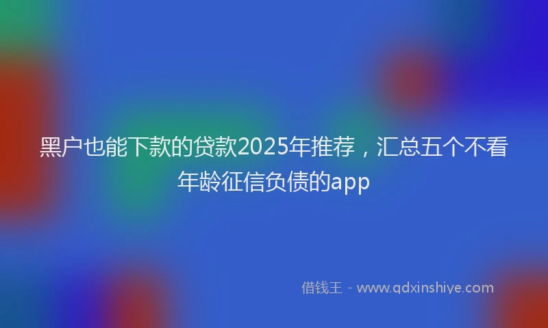 黑户也能下款的贷款2025年推荐，汇总五个不看年龄征信负债的app