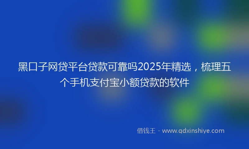 黑口子网贷平台贷款可靠吗2025年精选，梳理五个手机支付宝小额贷款的软件